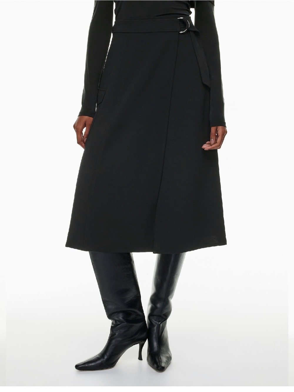 Wilfred Black A-Line Hana Cargo Skirt with Side Tie